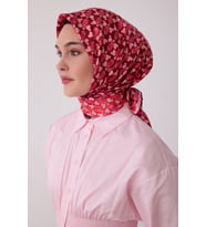 Geometrik Desen %100 Twill İpek Eşarp BE03