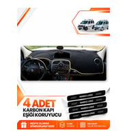 RENAULT KANGOO 3 (2010-2018) Uyumlu Ön Torpido Koruma Kılıfı Halısı - Siyah Bej