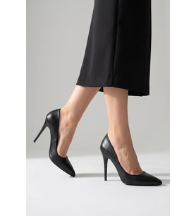 Celira Siyah Cilt Topuklu 10 Cm Kadın Stiletto Ayakkabı