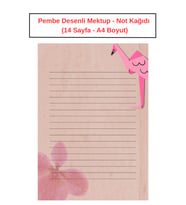 Pembe Desenli Mektup Not Kağıdı  (14 Sayfa A4 Boyut)