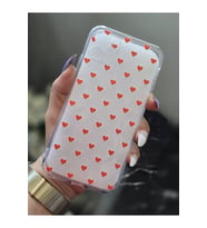 Iphone 11 Uyumlu Kırmızı Kalp Tasarımlı Şeffaf Telefon Kılıfı