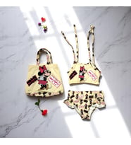 MİLAYS LİFE HOME COLLECTİON MİLAYS Kız Çocuk karakter Baskılı Eteği Fırfırlı- ip bağlamalı ÇANTA Mayo Bikini 3 lü Takım (A.Sarı)