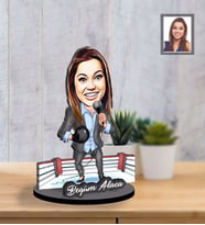 Kişiye Özel Spiker Karikatürlü İki Katmanlı Ahşap Biblo Bayan-1