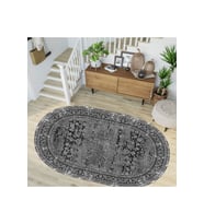 Eliana Home Baskılı, Yıkanabilir Kaymaz Taban Oval Halı LNA7253-HT126 100x150 cm (Gri)