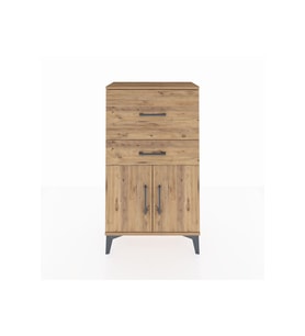 Arges Komodin Tek Raflı 2 Çekmeceli 2 Kapaklı 60x30x106 Çam-Çam