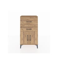 Arges Komodin Tek Raflı 2 Çekmeceli 2 Kapaklı 60x30x106 Çam-Çam