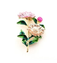 Gerbera Pembe Çiçekler Bahar Yaz Doğa Metal Yaka Süsü Broş RZ417
