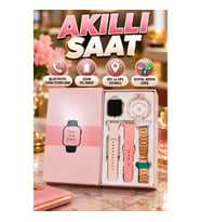 Yeni Nesil Kadın Akıllı Saat Rose Gold Android ve iOS Uyumlu 3 Kordonlu Set