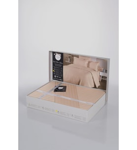 Deluxe Pamuk Saten Çift Kişilik Kutulu Nevresim Takımı Saten Nevresim Çeyizlik deluxe20, Kapuçino, 200 x 220