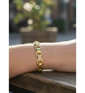 Xuping Gold Taşlı Blok Zincir Bileklik - 26xpb35
