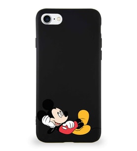 Apple iPhone 7 Soft Premier Kapak Mickey Mouse-F Tasarımlı Silikon Kılıf - Siyah (Şeffaf)