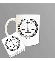 Avukata Adliye Çalışanlarına Terazi Desenli Kupa & Bardak Altlığı 3