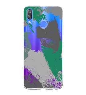 Huawei Y9 2019 Uyumlu Kapak Brush Stroke Tasarımlı Şeffaf Silikon Kılıf