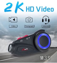 Maxto M3S Serisi 2k Fhd 1440P Kameralı Intercom Motosiklet Kask İntercom