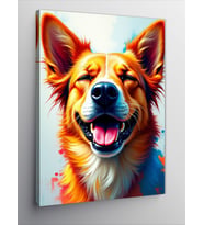 Kanvas Tablo Gülen Köpek Sevimli Portre