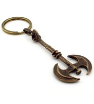 Savaş Baltası Savaşçı Antik Sarı Bronz Eskitme Metal Anahtarlık KC257