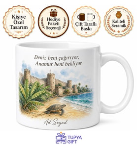 Mersin Anamur Mamure Kalesi Muz Bahçeleri Caretta Caretta Sahili Kahve Kupası Hediye