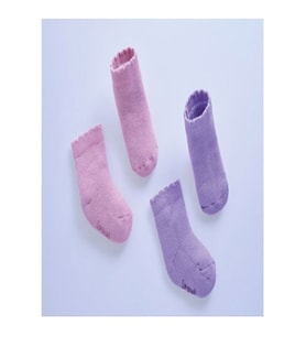 2'li Mor-pembe Kışlık Pamuklu Çorap (Çok Renkli)