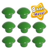 8 Adet Yeşil Mantar Düğme Kulp Çocuk Bebek Mobilya Çekmece Dolap Kapak Kulbu Metal Kulp Aksesuarları Vidalı