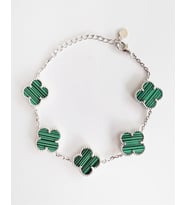 VAN CLEEF BİLEKLİK 5 YONCALI RENKLİ TAŞLI 925 AYAR GÜMÜŞ BİLEKLİK (Yeşil)