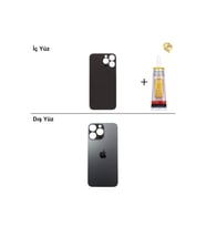 iPhone 13 Pro Max Grafit Arka Kapak Arka Cam Batarya Kapağı Lazer Kesim Kapak Pil Kapağı + B-7000 Yapıştırıcı