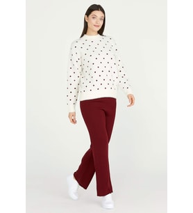 Fitilli Triko Pantolon - Bordo