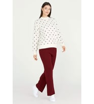 Fitilli Triko Pantolon - Bordo
