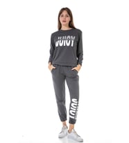 Vishenka Kadın Juicy Yazı Baskılı 2 İplik Gri Renk Sweatshirt Takım (Gri)