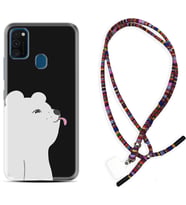 Samsung M21 M22 M23 M30 M31S M32 Kılıf Boyun Asklı Rasta Silikon Panda Sevimli 1738
