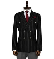 Kruvaze Slim Fit Çizgili Siyah Erkek Ceket - Wessi