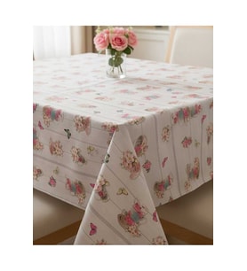 Çicek Kelebek Desen Masa Örtüsü 140x100 cm Elyaf Tabanlı Yeni Model Masa örtüsü (Çok Renkli)