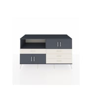 Kronos Konsol 2 Raflı 4 Çekmeceli 4 Kapaklı 176x59x99 Antrasit-Antrasit/Aytaşı