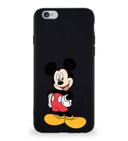 Apple iPhone 6 Soft Premier Kapak Mickey Mouse-E Tasarımlı Silikon Kılıf - Siyah (Şeffaf)