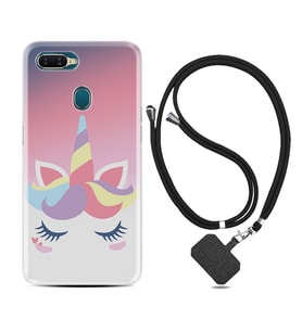 Oppo A5S A15 A16 A54 A55 A73 A74 Kılıf Boyun Askılı Silikon Sweety Unicorn 1737