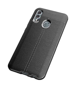Huawei P Smart 2019 Kılıf Deri Tarzı Niss Silikon Case (Siyah)