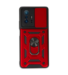 Xiaomi Mi 11t Pro Kılıf Pars Lens Yüzüklü Silikon - Kırmızı