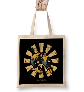 Heckle And Jeckle Retro Japanese Bez Çanta Uzun Saplı