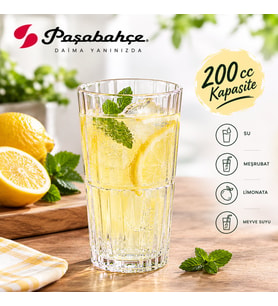 Paşabahçe 200 CC Meşrubat Bardağı Şeffaf Cam Su Meyve Suyu Limonata Bardağı