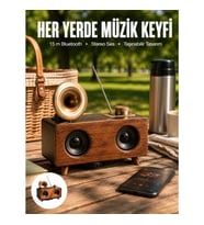 Mey İthalat® Bluetooth Hoparlör Ahşap Klasik Retro Gramofon Bluetooth Müzik Kutusu