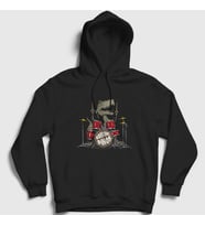 Presmono Unisex Beyaz Dinos Dinozor Drums Bateri Kapüşonlu Sweatshirt 370909tt (Siyah)