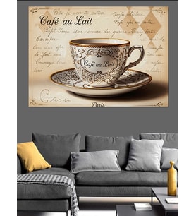 Vintage Kahve Fincanı Romantik Görsel Dekoratif Kanvas - Mdf Ahşap Tablo