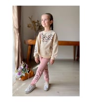 Çiçekli Kanguru Cepli Kız Çocuk 2'li Takım (Pembe)