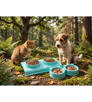 2 adet Büyük ve Küçük Boy Çiftli Kedi Köpek Mama Ve Su Kabı, Kedi Köpek Mama Kabı, Yükseltilmiş Eğim