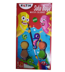 21 li Sulu Boya ve Suluboya Fıçası 1 Adet 21 Renk Suluboya (Karışık)