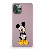 Apple iPhone 11 Pro Soft Premier Kapak Mickey Mouse-A Tasarımlı Silikon Kılıf - Pudra (Şeffaf)