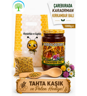 Karaorman Kırkambar Balı 1000g Tahta Kaşık ve Polen Hediye