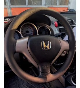 DİKİŞLİ DİREKSİYON KILIFI SİYAH DERİ SİYAH DİKİŞLİ HONDA JAZZ - CİTY İÇİN