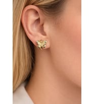 Xuping 14K Altın Renginde Kelebek Detaylı Zirkon Taşlı Küpe (Mürdüm)