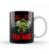 Live Free And Fish Hard Patriotic Fisherman Kupa Bardak Porselen