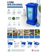 A FORM Sıfır Atık Kovası Orijinal Mavi Plastik Atık Kutusu 45x40x75 cm 70 Lt